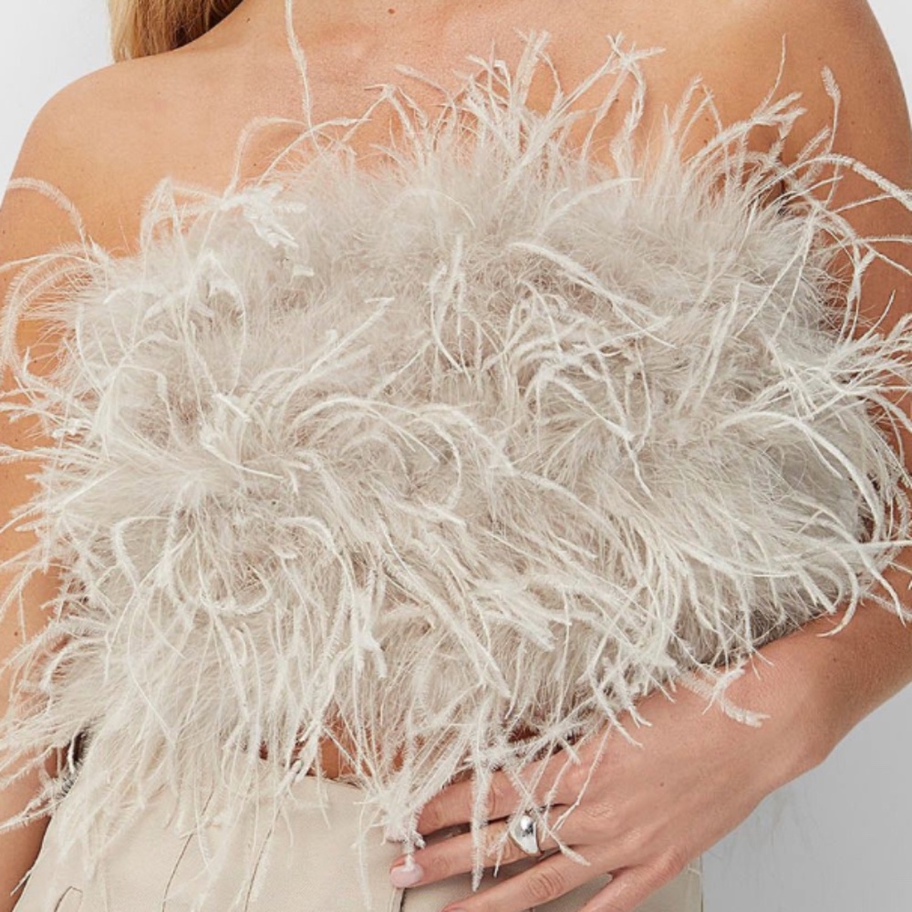 Lamarque Ostrich feather strapless bustier worn once women's small